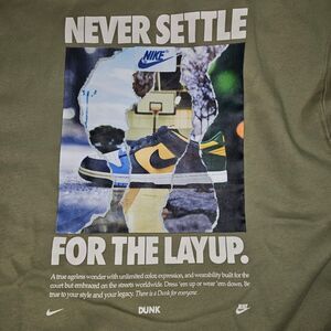 Nike‎ Men's Khaki "Never Settle for the Layup." Hoodie XXL